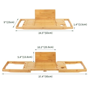 Utoplike Bamboo Bathtub Caddy Tray Adjustable Eco-Friendly