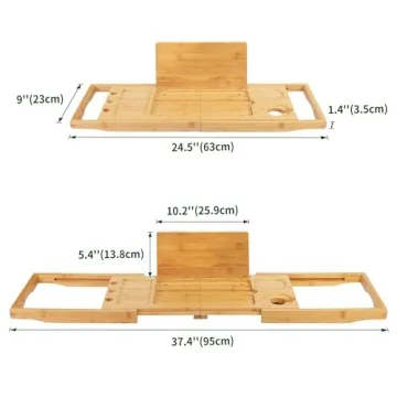 Utoplike Bamboo Bathtub Caddy Tray Adjustable Eco-Friendly