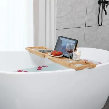 Utoplike Bamboo Bathtub Caddy Tray Adjustable Eco-Friendly