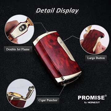 PROMISE Double Jet Flame Torch Lighter for Cigar Enthusiasts