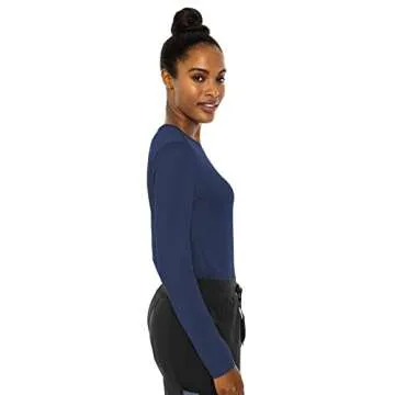 Med Couture Women's Underscrub Top Long Sleeve Performance Knit Tee, 360° Stretch, Lightweight & Ultra Soft Fabric - MC8499, XL, Navy