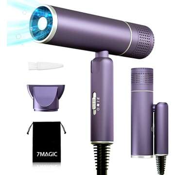 7MAGIC Foldable Ionic Hair Dryer for Travel