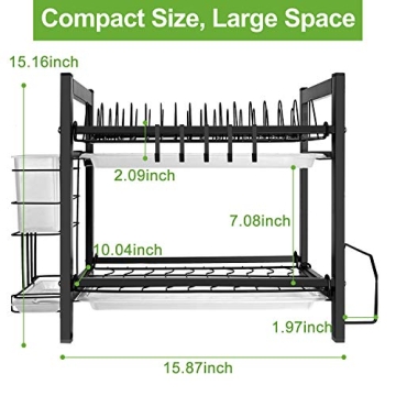 Dish Drying Rack with Drainboard for Kitchen Storage