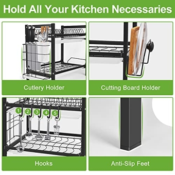 Dish Drying Rack with Drainboard for Kitchen Storage