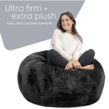 Milliard Big Ultra Supportive Stuffed Bean Bag Chair Couch for Adults and Kids Filled with Shredded Foam (Black)