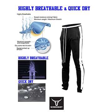 SCREENSHOTBRAND-S41700 Mens Hip Hop Premium Slim Fit Track Pants - Athletic Jogger Bottom with Side ...