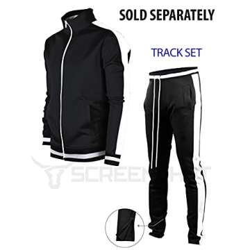 SCREENSHOTBRAND-S41700 Mens Hip Hop Premium Slim Fit Track Pants - Athletic Jogger Bottom with Side Taping-Black-Large