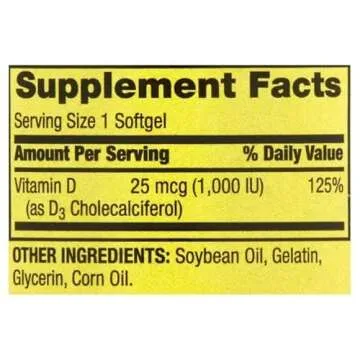 Spring Valley Vitamin D3, 1000 IU Bone & Immune Health - Twin Pack - 200 Softgels Total