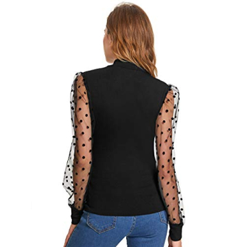 Stylish Verdusa Women's Polka Dots Blouse with Sheer Sleeves