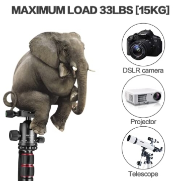 Lightweight MACTREM 84" Camera Tripod for Travel
