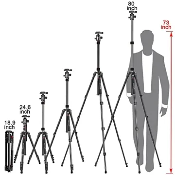 Lightweight MACTREM 84" Camera Tripod for Travel