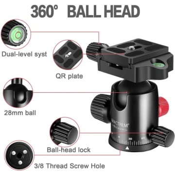 Lightweight MACTREM 84" Camera Tripod for Travel