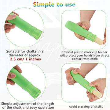 Sidewalk Chalk Holders Railroad Chalk Holder Jumbo Plastic Adjustable Clip for Kids Teachers Students Office or Classroom(5 Pieces)