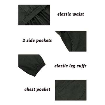 LIONJIE Girls Jumpsuit & Rompers Kids Bib Overalls Denim Long Pants Loose Fit with Pockets & Belt, 7-8Y, Army Green