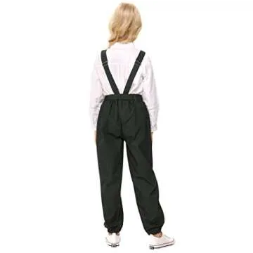 LIONJIE Girls Jumpsuit & Rompers Kids Bib Overalls Denim Long Pants Loose Fit with Pockets & Belt, 7-8Y, Army Green