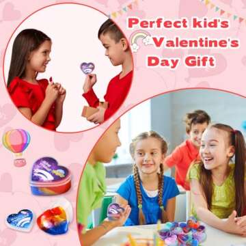 28 PCS Galaxy Slime Valentines Day Gift with Greeting Cards, Valentines Classroom Exchange Gifts for Kids, Valentine Party Favor Toy Set School Supplies Classroom Activities Prize Rewards