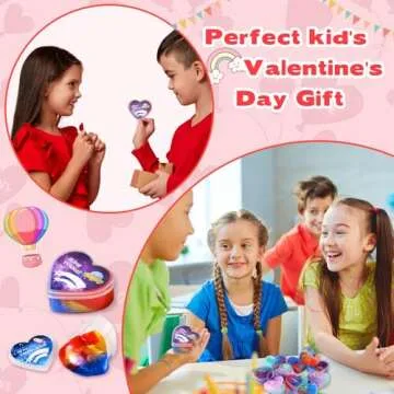 28 PCS Galaxy Slime Valentines Day Gift with Greeting Cards, Valentines Classroom Exchange Gifts for Kids, Valentine Party Favor Toy Set School Supplies Classroom Activities Prize Rewards