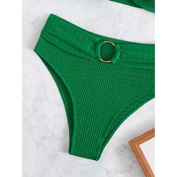 WDIRARA Women's One Shoulder O Ring Cut Out Bikini Swimsuit Bathing Suit Swimwear Green S