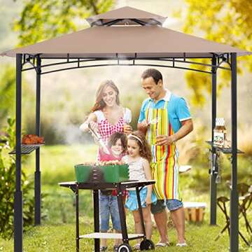 ABCCANOPY 8'x 5' Grill Gazebo Canopy - Outdoor BBQ Gazebo Shelter with LED Light, Patio Canopy Tent ...