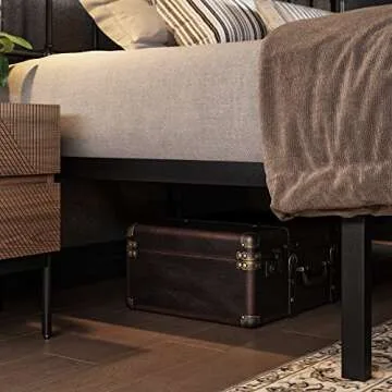 Allewie Queen Size Metal Platform Bed Frame with Victorian Style