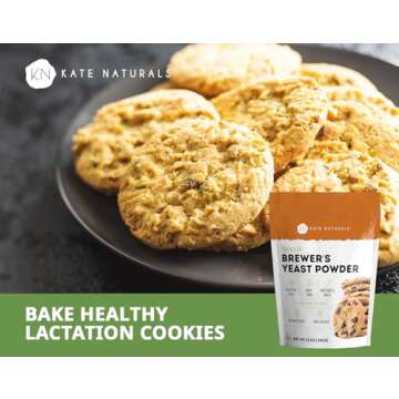 Kate Naturals Brewers Yeast Powder for Lactation to Boost Mother's Milk. Brewer's Yeast Powder for Lactation Cookies. Gluten Free & Non-GMO Supplement. Edible for Dogs & Ducks (12oz)
