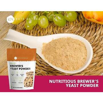 Kate Naturals Brewers Yeast Powder for Lactation to Boost Mother's Milk. Brewer's Yeast Powder for Lactation Cookies. Gluten Free & Non-GMO Supplement. Edible for Dogs & Ducks (12oz)