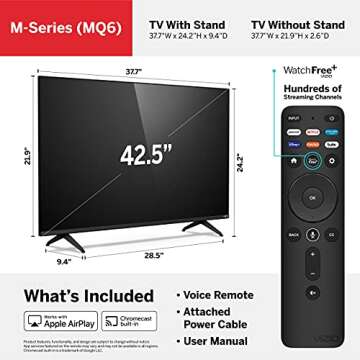 VIZIO 43-Inch 4K QLED HDR Smart TV with Voice Remote