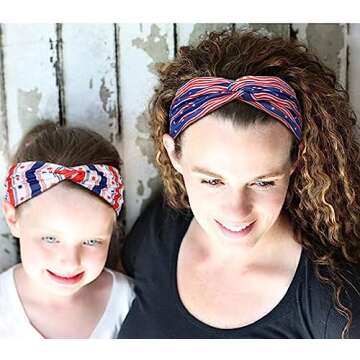American Flag Headbands for Women 4th of July Headband Wide Red White and Blue Patriotic Hair Bands for Women's Hair Twist Turban Hair Wrap Accessories