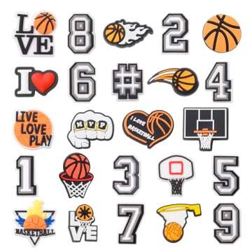 JINHCHIF Basketball Shoe Charms, Basketball Sports & Numbers Shoe Decoration Charms Accessories, Gif...