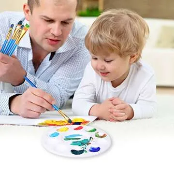 Hulameda Paint Brushes Set, 5 Packs/ 50 Pcs Round Pointed Tip Paintbrushes with 12 Pcs Paint Pallets for Acrylic Oil Watercolor, Face Nail Art, Miniature Detailing and Rock Painting, Blue