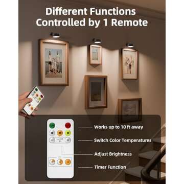 EZVALO LED Wall Mounted Lights, 5500mAh Rechargeable Wall Sconces Lamp, 3 Color Temps & Remote and T...