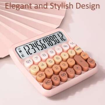 VEWINGL Mechanical Switch Calculator,Calculator Cute 12 Digit Large LCD Display and Buttons,Calculat...