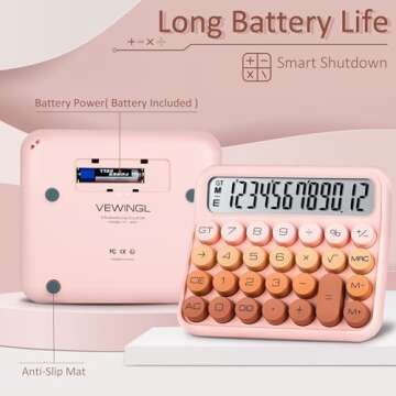 VEWINGL Mechanical Switch Calculator,Calculator Cute 12 Digit Large LCD Display and Buttons,Calculator with Large LCD Display Great for Everyday Life and Basic Office Work.with Battery