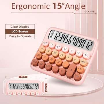 VEWINGL Mechanical Switch Calculator,Calculator Cute 12 Digit Large LCD Display and Buttons,Calculator with Large LCD Display Great for Everyday Life and Basic Office Work.with Battery