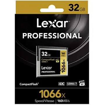 Lexar Professional 1066x 32GB CompactFlash Card, Up to 160MB/s Read, for Professional Photographer, Videographer, Enthusiast (LCF32GCRBNA1066)