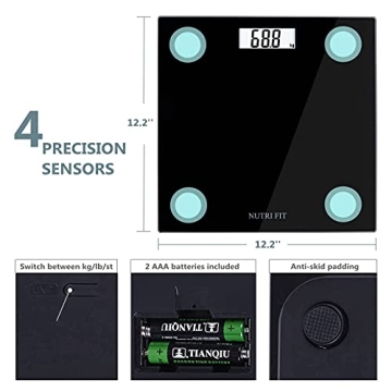 NUTRI FIT Ultra Slim Digital Bathroom Scale for Accurate Weight Measurements