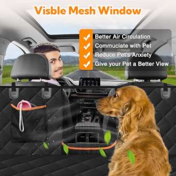 Kytely Dog Car Seat Cover for Back Seat,Waterproof Hammock with Mesh Window, Anti-Scratch Nonslip Ca...