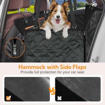 Kytely Dog Car Seat Cover for Back Seat,Waterproof Hammock with Mesh Window, Anti-Scratch Nonslip Car Seat Protector for Dogs, 600D Heavy Duty Dog Seat Cover for Cars Trucks and Suvs