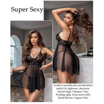 Avidlove Women Babydoll Lace Sleepwear Set - Classy & Comfortable