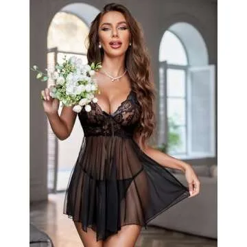 Avidlove Women Babydoll Lace Sleepwear Set - Classy & Comfortable