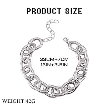 CLOACE Chunky Choker Necklace Silver Cuban Link Chain Necklaces Thick Necklace Chain Punk Jewelry Adjustable for Women(Silver chain)