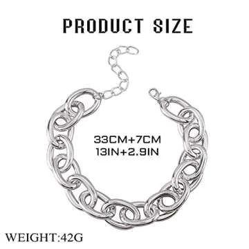 CLOACE Chunky Choker Necklace Silver Cuban Link Chain Necklaces Thick Necklace Chain Punk Jewelry Adjustable for Women(Silver chain)