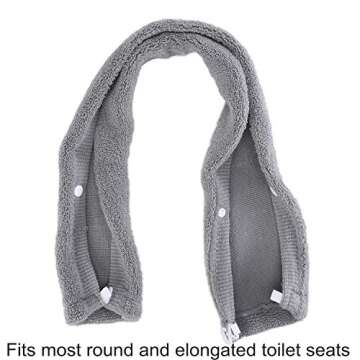 Toilet Seat Cover,Bathroom Soft Thicker Warmer with Snaps Fixed Stretchable Washable Fiber Cloth Toilet Seat Covers Pads Easy Installation& Cleaning (grey)