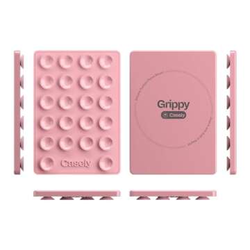 Casely Grippy | Pink Silicone Suction Phone Mount Compatible with MagSafe