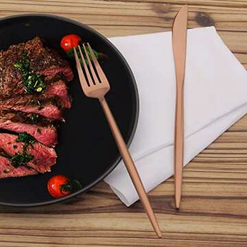 GIOCOCO Matte Rose Gold Silverware Set - 20 PCS Elegant Cutlery