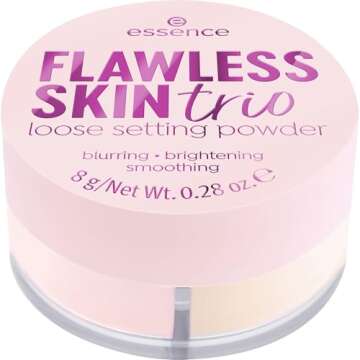 essence | Flawless Skin Loose Setting Powder Trio | 3-in-1 Mattifying, Color Correcting & Eye Bright...
