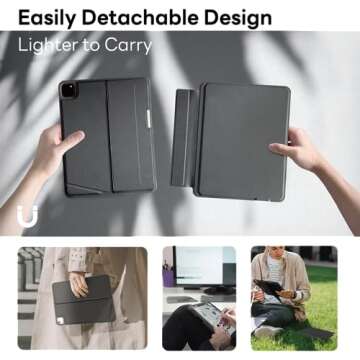 eiP Magnetix Keyboard Case for iPad Pro 11' 4th~1st, iPad Air 11' 2024 M2/5th/4th, iPad 10th with Trackpad, Detachable Case, 7 Color Backlight (iPad 10/Air M2&5&4/ Pro 11"1-4th) - No stylus shortcuts