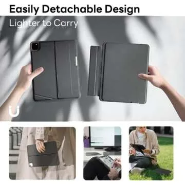eiP Magnetix Keyboard Case for iPad Pro 11' 4th~1st, iPad Air 11' 2024 M2/5th/4th, iPad 10th with Trackpad, Detachable Case, 7 Color Backlight (iPad 10/Air M2&5&4/ Pro 11"1-4th) - No stylus shortcuts