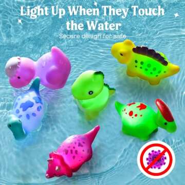 TOY Life Dinosaur Bath Toys for Kids Ages 4-8, Bath Toys for Kids Ages 1-3, Light Up Bath Toys for B...