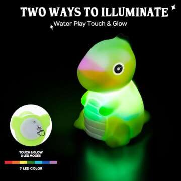 TOY Life Dinosaur Bath Toys for Kids Ages 4-8, Bath Toys for Kids Ages 1-3, Light Up Bath Toys for Boys Girls, Toddler Bath Time Toy, Baby Bath Toys, No Hole Bath Toys, Bathtub Toy for Toddler.
